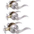 thumbnail image 1 of Door Levers Interior Keyed Difference Entry Front/Bedroom Wave Style Door Handles for Left and Right Opened Door with Lock and Keys Set in Satin Nickel, 1 of 6