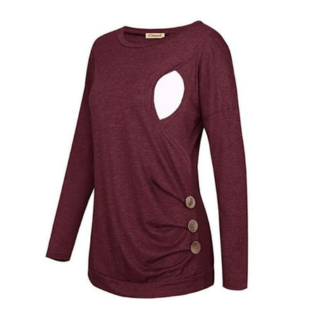 

asdoklhq Pregnant Clothes Clearances Women Maternity Nursing Clothes Long Sleeve Round Neck Breastfeeding Tops