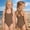 Brown, variant on Girls One-Piece Classic Solid Color Cross shaped shoulder straps Swimsuit Brown 7-8 Years