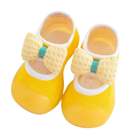 Baby Shoes Girl Formal Shoes First Walkers Cute Bowknot Soft Antislip Wearproof Socks Shoes Crib Shoes Prewalker Sneaker Toddler Sneakers Size 2 Years-3 Years