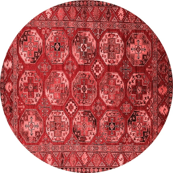 Ahgly Company Indoor Round Oriental Red Industrial Area Rugs, 8' Round