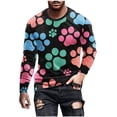 thumbnail image 2 of Lilgiuy Men Casual Round Neck Long Sleeve Pullover Paw 3D Printed T-Shirt Blouse Athletic Relax Tee, 2 of 5
