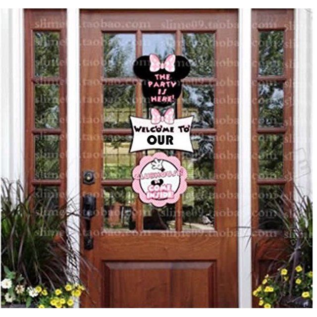 Alemon Minnie Mouse Fiesta de Cumpleaños Bienvenida Percha Puerta Poster Banner Alemon Alemon