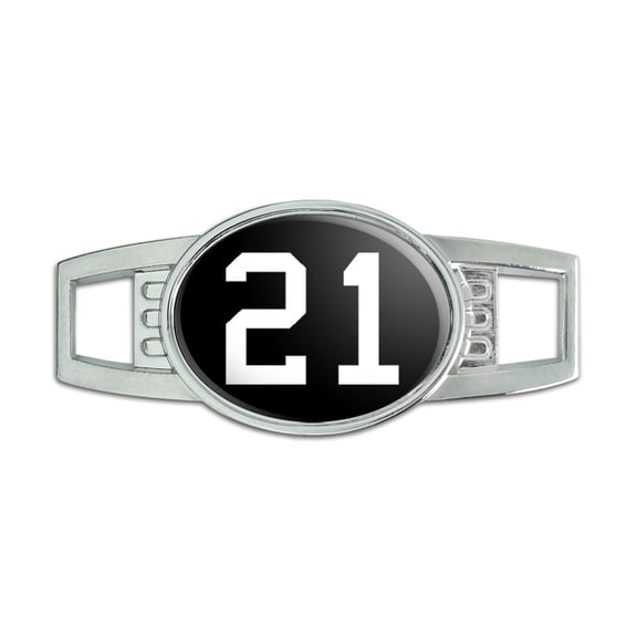 Number 21 on Black Oval Slide Shoe Charm