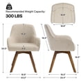 thumbnail image 5 of WOOW DEPOT Swivel Dining Chairs Set of 2, Upholstered Linen Fabric w/ High-Back & Arm & Rubberwood Legs, Modern Side Chairs for Kitchen Living Room Office, Sand, 5 of 12