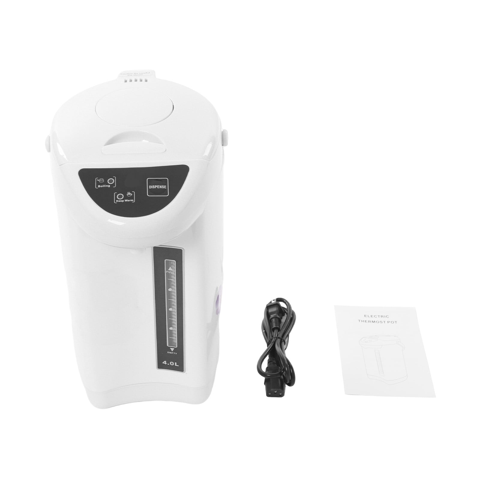 4L Electric Water Boiler Dispenser 750W, 20 Min Fast Boil, 24H Keep Warm, 3 Modes Button/Touch/Manual, with Anti-Dry Burn Protection, Water Level Window, 304 Stainless Steel (White)
