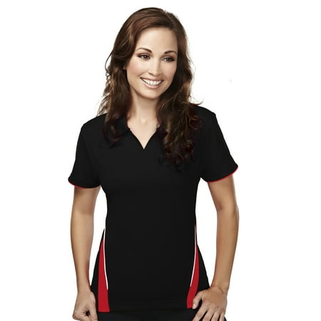 - Tri-Mountain Performance Glide 232 Mesh Johnny Collar Polo Shirt, 2X-Large, Black/Red/White
