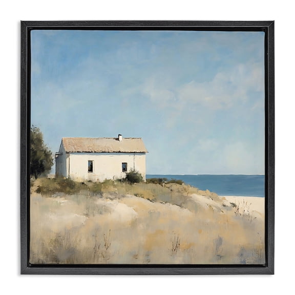 Stupell Industries Simple Beach House on Dunes Black Framed Floater Canvas Wall Art, design by Creative Studio