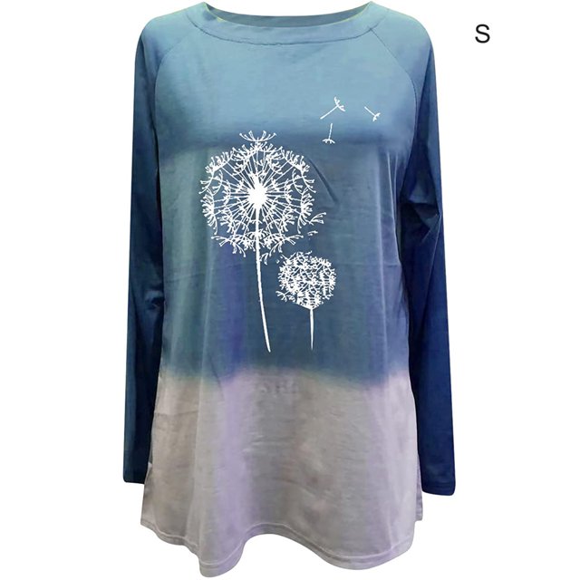 Minnieouse Suéter suelto de manga larga para mujer, camisa informal con estampado de cuello redondo, sudadera informal con estampado para chica Prendas para la parte del cuerpo azul S Minnieouse AP003825-07