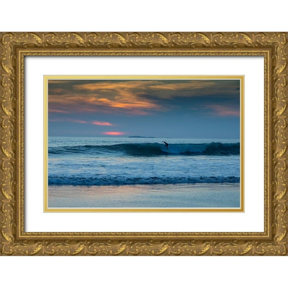 Peebles, Douglas 32x23 Gold Ornate Wood Framed with Double Matting Museum Art Print Titled - Destiladeras Beach-Punta Mita-Riviera Nayarit-Nayarit-Mexico