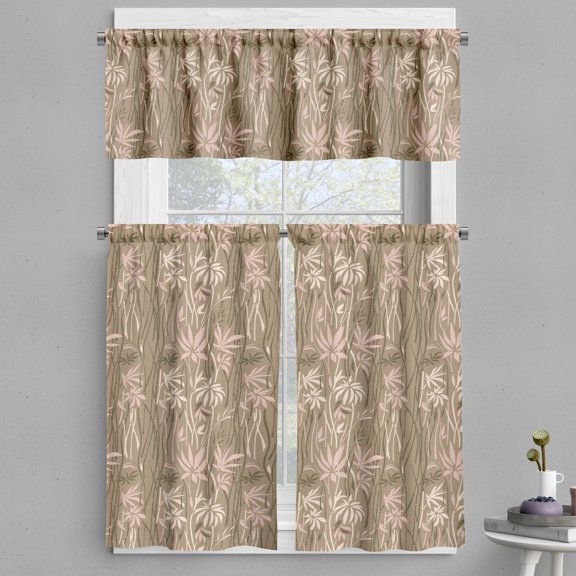 Ambesonne Botanical Valance & Curtain, Tropical Leaf Nude Tones, 55"x24", Camel and Pale Salmon