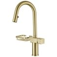 thumbnail image 1 of Grifo de cocina tirable de arco alto - acero inoxidable de agujero único, grifo de fregadero moderno (oro cepillado) ​, 1 of 5