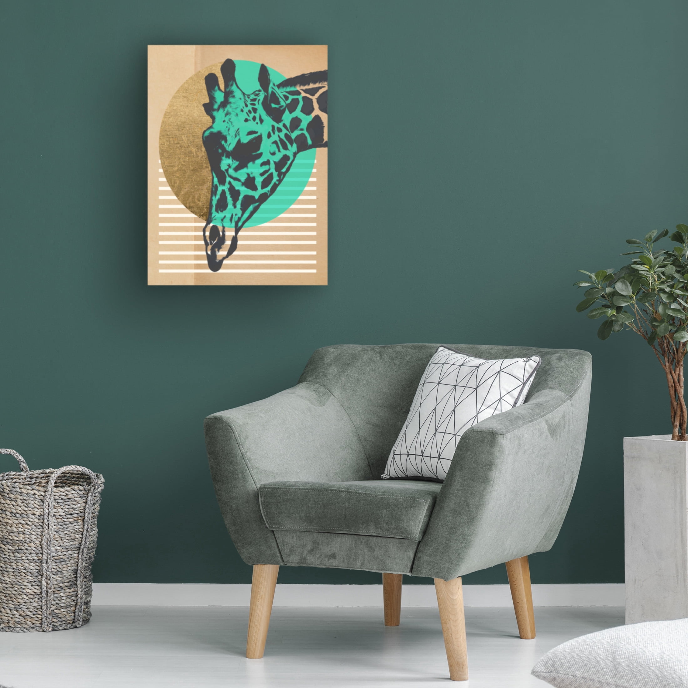 Trademark Fine Art Alonzo Saunders Gold Geometric Giraffe I Canvas Wall Art