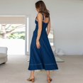 thumbnail image 3 of Women's Denim Midi Dress Sleeveless Strap Button Front A-Line Long Dress with Pockets for Spring Summer Daily Dating Party, 3 of 8
