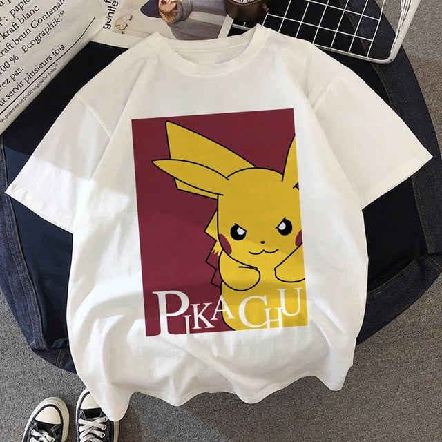 Camiseta de Pokémon para niños y niñas, camisa de Manga Kawaii de dibujos animados de Pikachu, Harajuku, ropa informal de moda qym unisex
