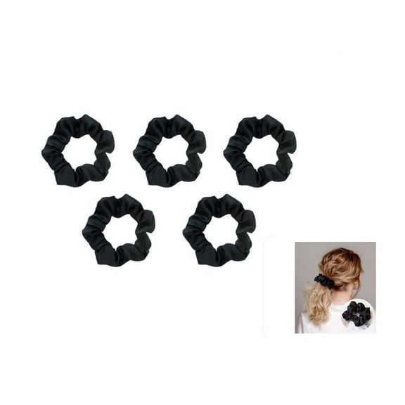 5-Pack Satin Hair Scrunchies Elastic Hair Bands Ponytail Holders Soft Hair Ties Ropes for Girls Ladies Women Hair Accessories Scrunchy Set,Black Hair Scrunchies,Christmas Gifts