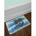 thumbnail image 2 of Nordic Bath Mat, Drekar Boat Vikings Ship Bearded Warrior with Axe Swirled Sea Waves Artwork, Non-Slip Plush Mat Bathroom Kitchen Laundry Room Decor, 29.5 X 17.5 Inches, Blue Black Green, Ambesonne, 2 of 2