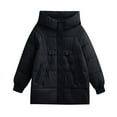 thumbnail image 5 of SuDongPo Women's Warm Coat Solid Color Long Sleeve Hooded Neck Zip Up Waterproof Padded Quilted Coat Casual Loose Outerwear Ladies Jackets Fall Winter, 5 of 5