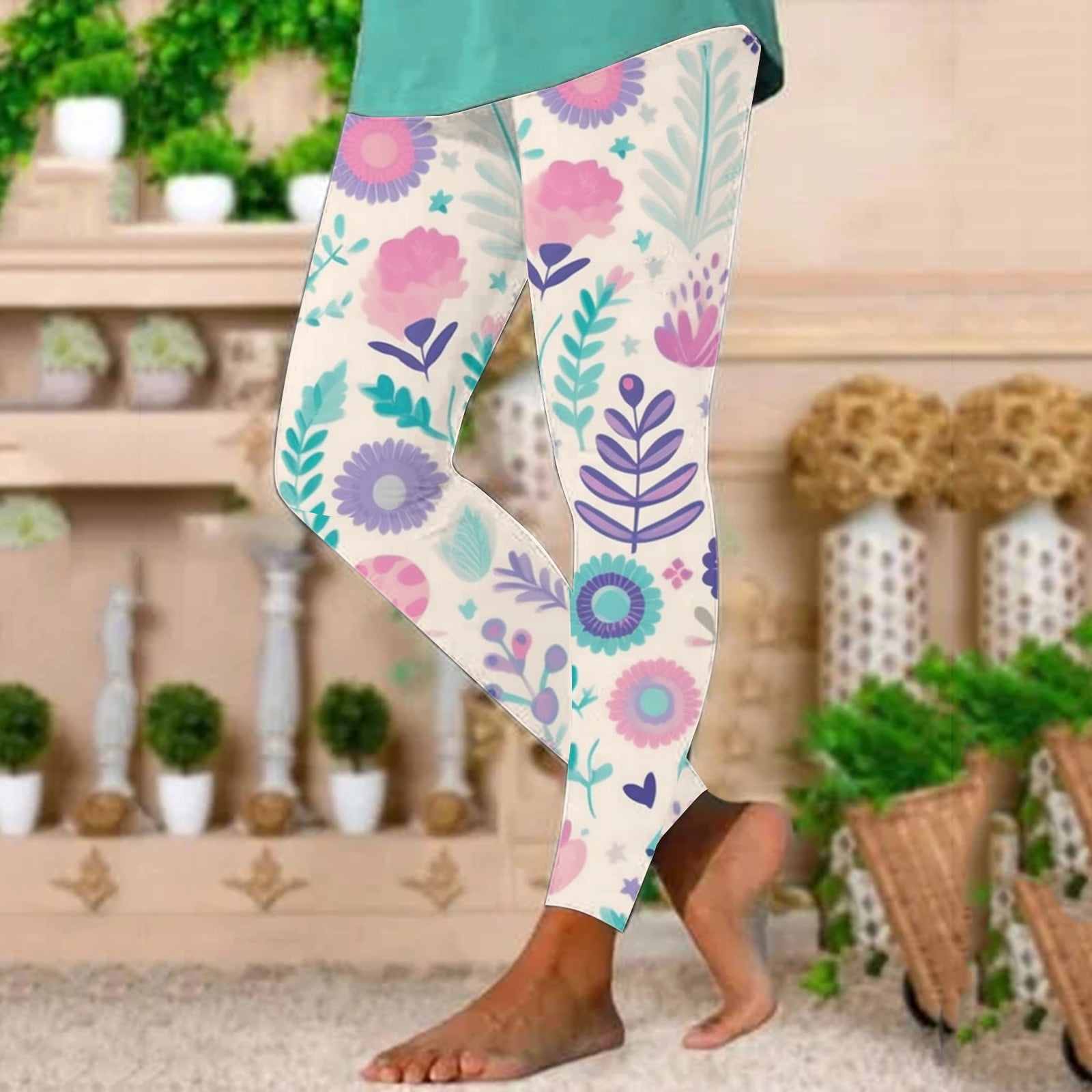 Pantalones De Yoga De Cintura Alta Para Mujer, Estampado De