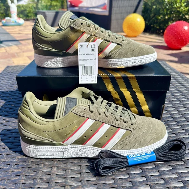 Ad-id-as Busenitz x Dan Mancina Olive Strata Red Men's Shoes ID3370 Size 9.5