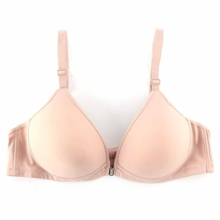 

Women Seamless Underwear Smooth Front Closure Thin Bra Padded Racerback Push Up Bra Skin color 80B