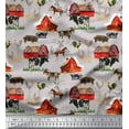 thumbnail image 1 of Soimoi Gray polyester Crepe Fabric Barn & Pet Animals Farm Printed Craft Fabric by the Yard 52 Inch Wide, 1 of 4