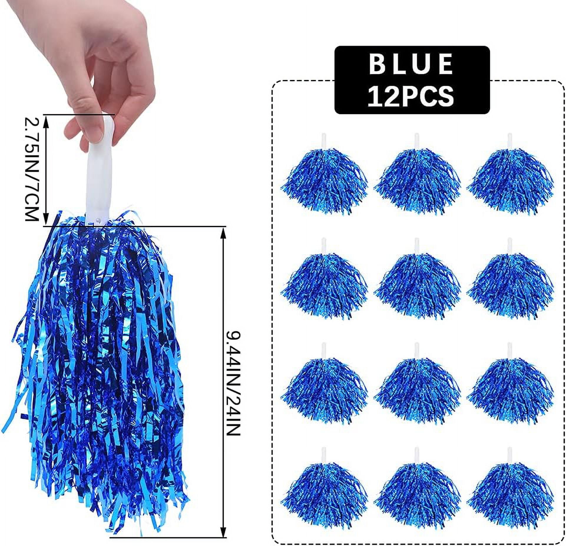 LINLIN 12 PCS Cheerleading Pom Poms, Metallic Cheerleading Pom Poms for Kids School Sports Games Team Spirit Cheering