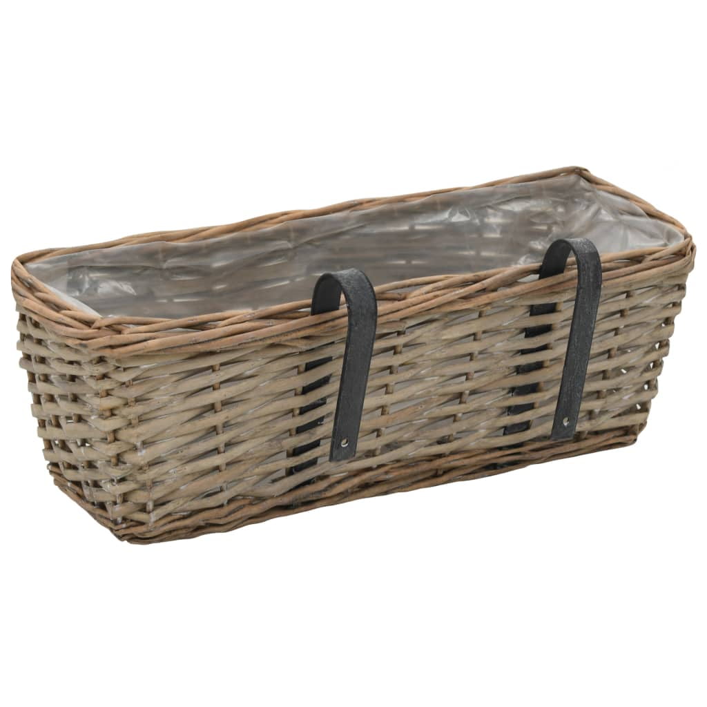 Kepooman 2pcs Planter Wicker with Pe Lining for Balcony Patio Backyard, Brown
