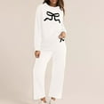 thumbnail image 2 of YUGYXL 2 Piece Lounge Sets for Women Fall Sweatsuits Bow Print Long Sleeve Crew Neck Wide Leg Sweatpants Matching Tracksuit Beige M, 2 of 7