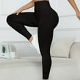 thumbnail image 6 of YUGYXL Womens Seamless Leggings Butt Lifting Tummy Control Yoga Pants High Waist Slim Comfy Legging Stretchy Leggings Black S, 6 of 7