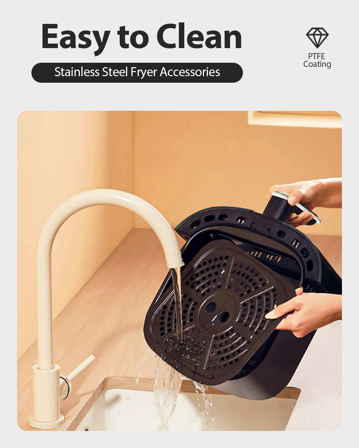 MULISOFT Air Fryer Oven 5.3QT, 410F Digital One Touch Screen Airfryer, Oil-less Air Cooker that Crisps, Roasts, Reheats, Easy Meals, Nonstick and Dishwasher Safe Basket, Stainless Steel, Black