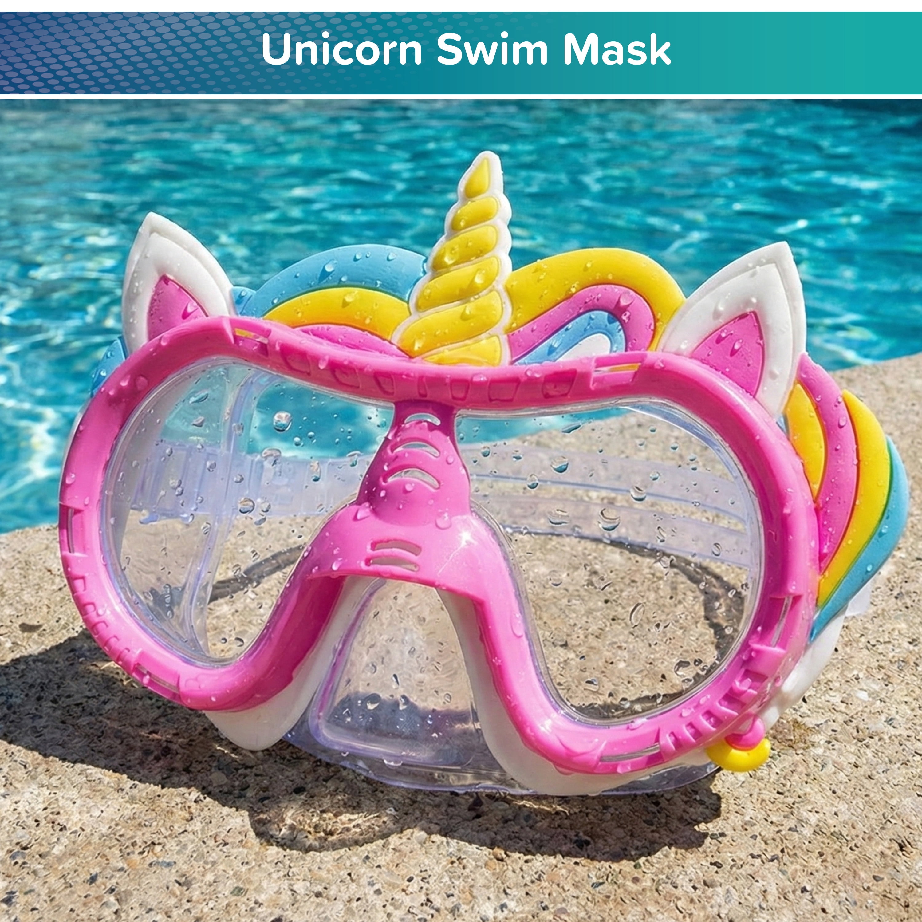 Aqua Dolfino Swim Goggle Mask, Latex-Free, Unicorn