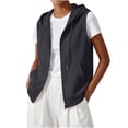thumbnail image 2 of dazeni Women's Plus Size Zip up Hoodies Vest Lightweight Sleeveless Hooded Jackets Loose Casual Athletic Drawstring Sweatshirts Waistcoat Outwear with Pockets Dark Gray 4X-Large, 2 of 9