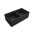 thumbnail image 2 of BOCCHI Classico Farmhouse Apron Front Fireclay 33 in. Double Bowl Kitchen Sink with Protective Bottom Grid and Strainer in Matte Dark Gray, 2 of 6