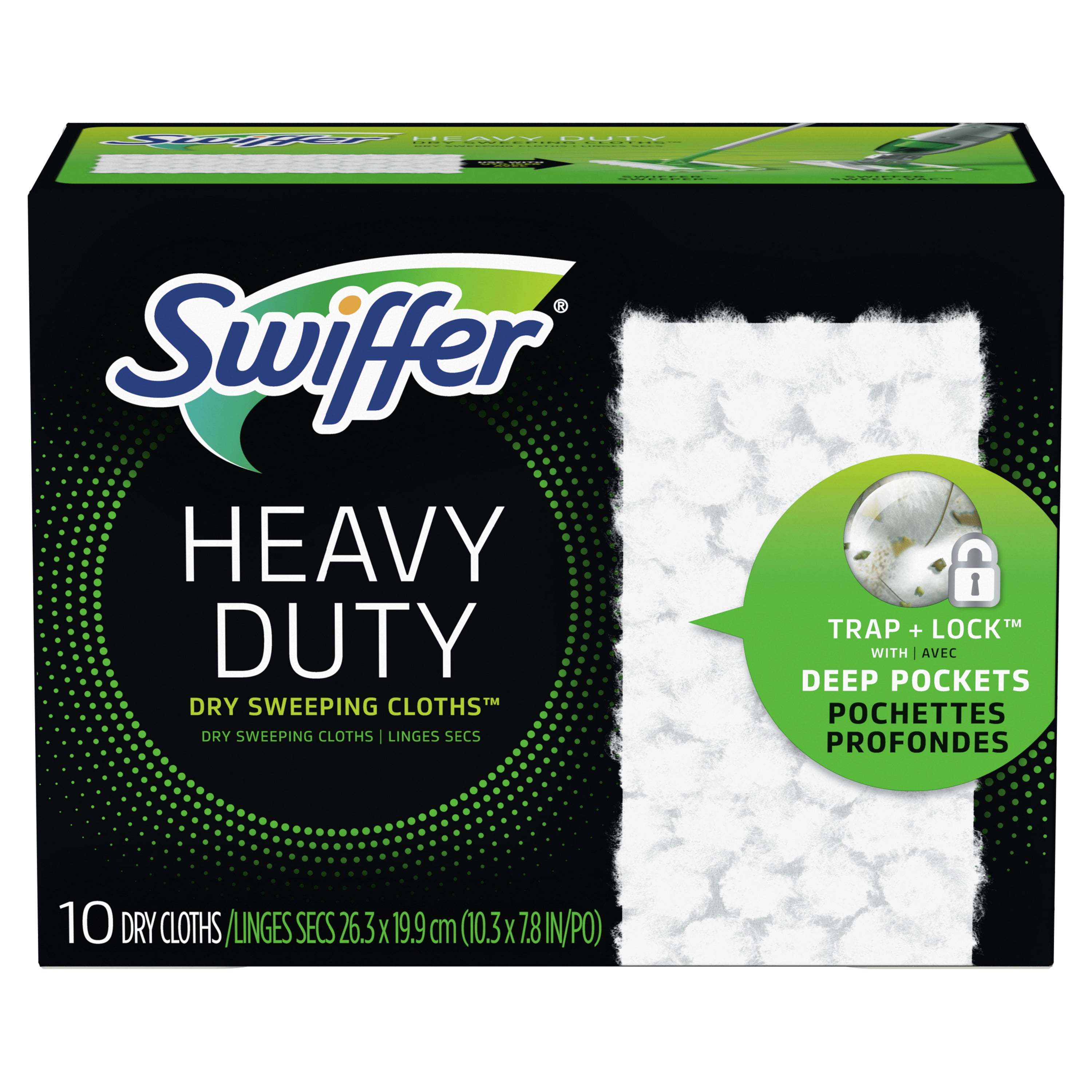 Swiffer Sweeper Heavy Duty Multi-Surface Dry Cloth Refills for Floor Sweeping and Cleaning, 10 Ct