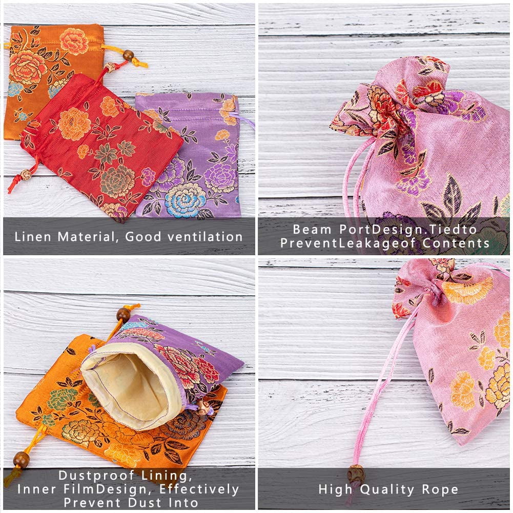 14 Color Silk Brocade Pouches 3x8.6 Inch Drawstring Gift 14 Color Silk Brocade Pouches 3x8.6 Inch Drawstring Gift
