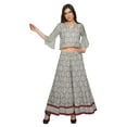 thumbnail image 5 of Moomaya Printed Long Palazzo And V- Neck Crop Top Set For Women Ethnic Dresses, 5 of 6