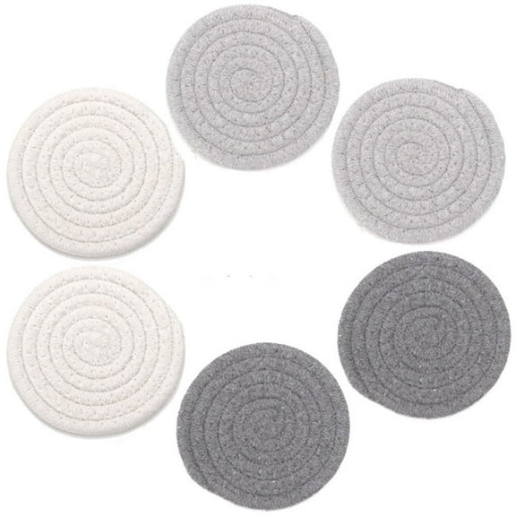 Cterwk 6 Pack Cotton Coasters, Boho Coasters for Drinks, Cup Coasters Woven Coasters, 4.33 Inches