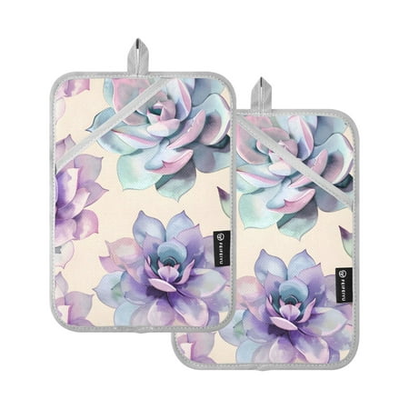 

Vivid Floral Flowers Oven Mitts 2 Pcs Pot Holders Sets Heat Resistant for Kitchen Cooking Baking 7 x9.8