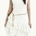 thumbnail image 2 of Unique Bargains 1 Pc Adjustable Waist Belt Bohemian Tie Belt Bohemian Braid Pattern Beige, 2 of 5