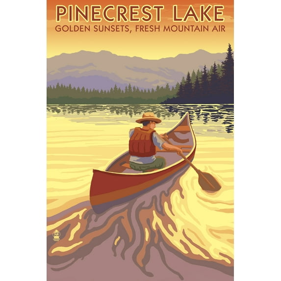 Pinecrest Lake, California, Canoe Scene (12x18 Wall Art Poster, Room Decor)