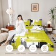 thumbnail image 4 of Manfei Vintage Oil Painting Queen Comforter Set, Watercolor Brushstroke Comforter Sets Queen, Yellow, Black and Gray, Black Reversible 3pcs, 1 Comforter and 2 Pillowcases, 4 of 6