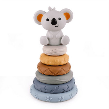 

Infant Teether Toys Cartoon Koala Soft Glue Extrusion Sound Sensory Toys Teether Rainbow Tower Circle Nested Stacking Children S Intellectual Toys