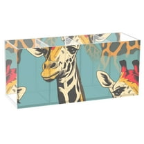 Cartoon Giraffes Acrylic Pen Holder Cup 4 Compartments Clear Pencil Organizer Makeup Brush Holder Storage for Office Desktop Dorm