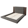 thumbnail image 5 of Harper & Bright Designs Floor Platform Bed Queen Size with Extended Wood Headboard & Bedside Shelf, Low Velvet Upholstered Queen Platform Bed Frame for Bedroom, Gray, 5 of 8