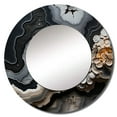 thumbnail image 2 of Designart "Monochrome Geode Tranquility I" Spiritual Stone Rund Mirror For Wall Decor - Large Black Round Printed Mirror -Traditional Round Living Room Mirror - 23" x 23", 2 of 6