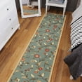 thumbnail image 5 of Ottomanson Extra Long Runner Rug 1'10.5" x 35' – Non-Slip Low Pile Hallway Carpet, Floral Seafoam Green, 5 of 7