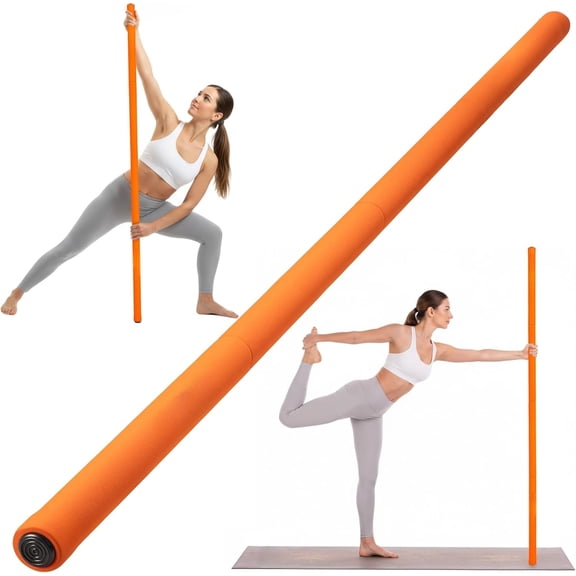 Yoga Stick, Upgraded 5ft Sturdy Steel Mobility Stick, Adjustable Exercise Equipment for Stretching, Flexibility & Balance, Physical Therapy & Posture Correction, Shoulder & Back Relaxation(Orange)