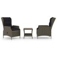thumbnail image 2 of vidaXL 3 Piece Garden Lounge Set with Cushions Poly Rattan Brown, 2 of 12