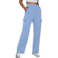 thumbnail image 1 of Womens Cargo Sweatpants Casual Baggy Fleece High Waisted Joggers Pants, 1 of 6